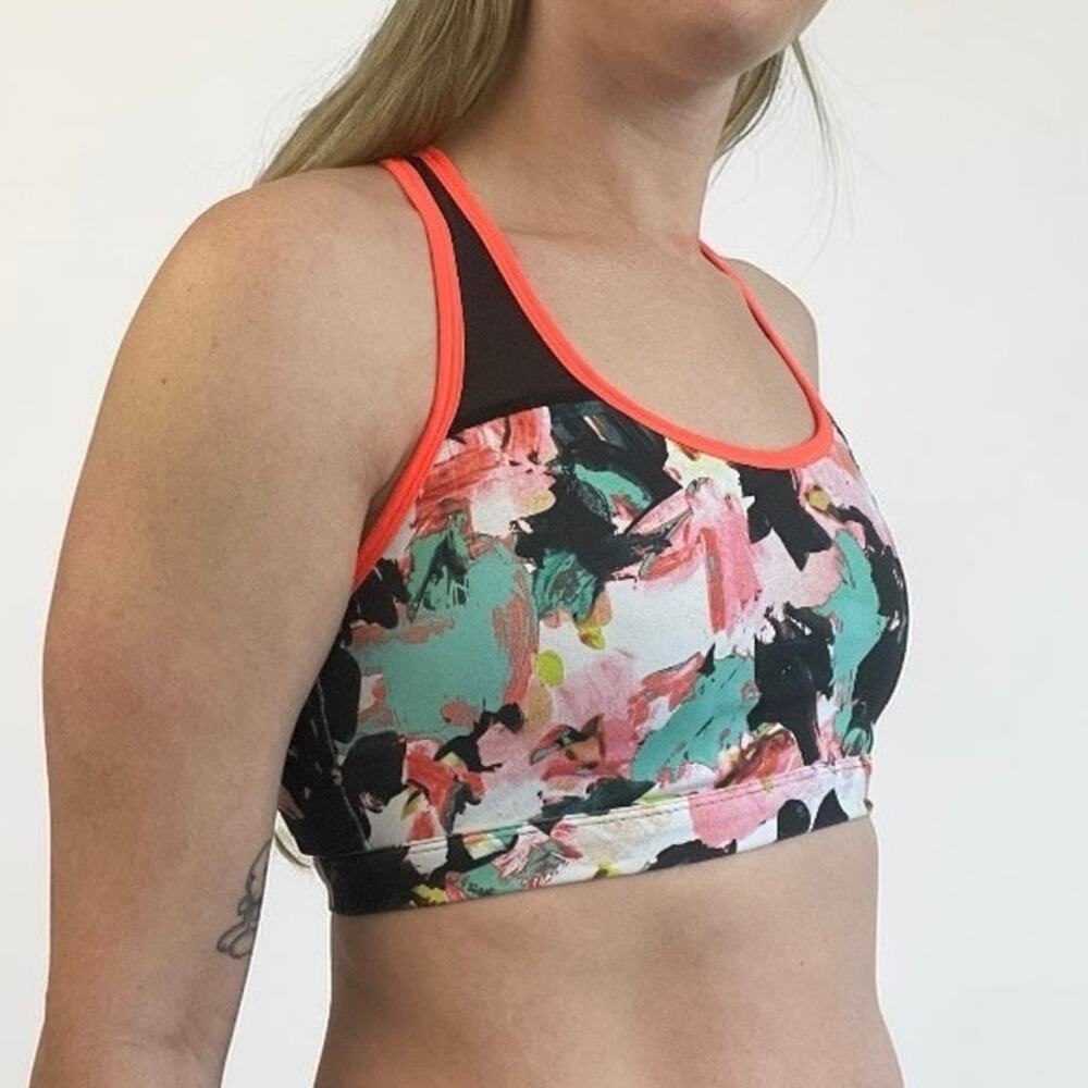 Fabletics Colorful Abstract Floral Print Racerback Sports Bra - Picture 3 of 7